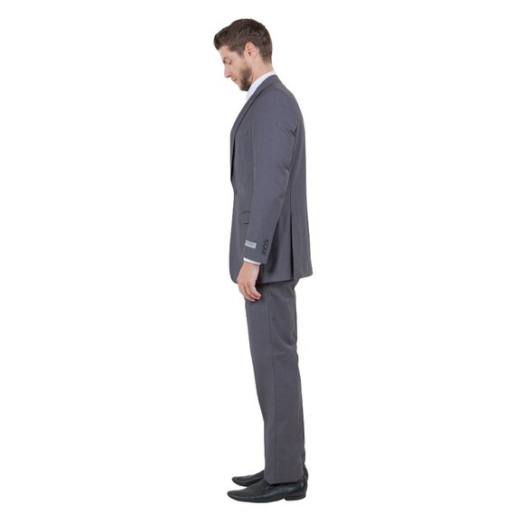 Mens 2-Piece Pick Stitch Suit, Slim-Fit Grey - Picture 2 of 7